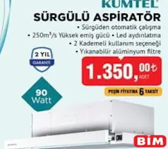 KUMTEL SÜRGÜLÜ ASPİRATÖR